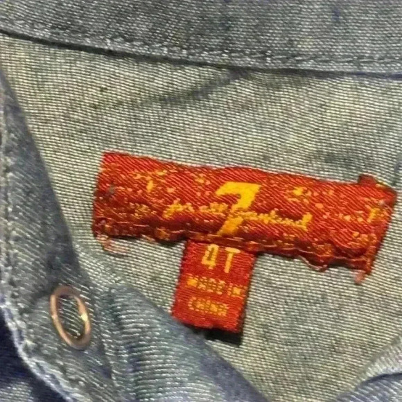 7 For All Mankind Baby & Toddler Denim Long Sleeve Button-Up Shirt Blue 4T - Picture 3 of 3